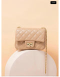 Beige Quilted Chain Crossbody Bag